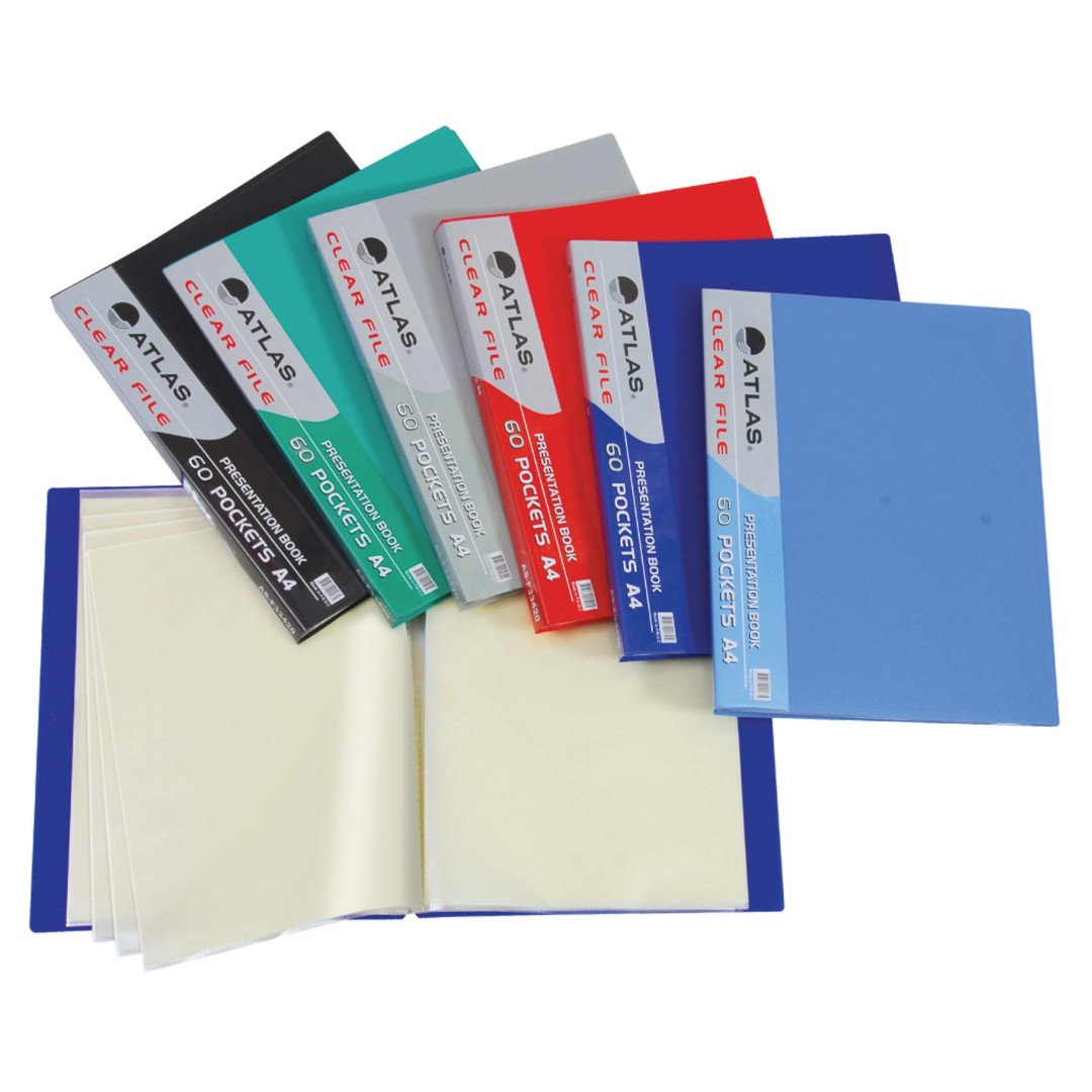 Atlas Clear File A4 60 Pocket Asst AS-F33460-ASS